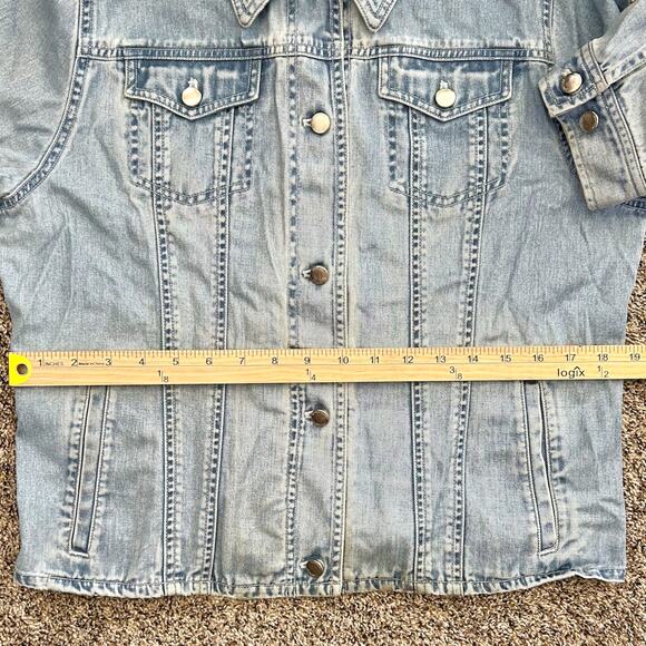 Ralph Lauren 90s Vintage Distress Light Medium Denim Jean Jacket Boho MED - Picture 12 of 13